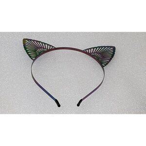 Metallic Rainbow Cat Ears Headband